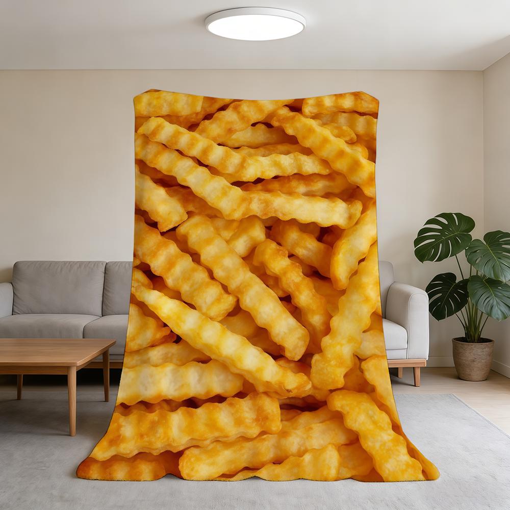 Fashion Cool Fries Blanket Flannel Warm Soft Throw Blanket For Room Sofa Childish Birthday Gifts