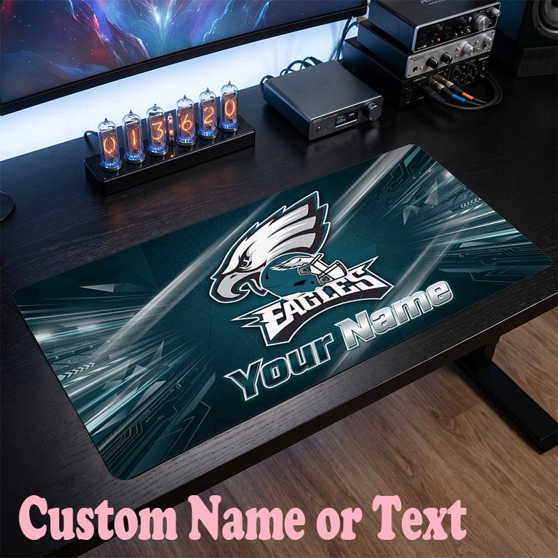 Philadelphia Eagles Benutzerdefinierter Name Text Mauspads, Große Schreibtisch-Mausmatte Personalisierte Home-Office-Geschenk