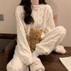 Winter Velvet Pajama Set, Suitable for Women - Long Sleeved Top and Matching Pants, Warm and Comfortable Sleeping Outfit, Cute Pajama Set