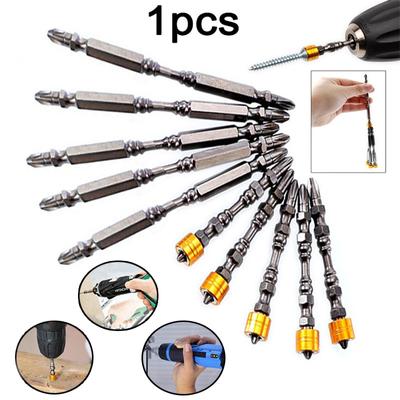 1 adet 65/110mm Manyetik Phillips Elektrikli Tornavida Bit Seti PH2 Çift Kafa Hex Shank Manyetik Halkalar Ile Alçıpan Vidaları için