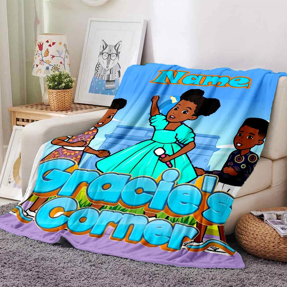 Custom Name Gracie's Corner Theme Printed Blanket - Perfect for Couch, Bed, Travel & Outdoor Use | Machine Washable, Cozy & Durable.