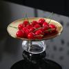 Metal Storage Tray Round Fruit Platter Desktop Storage Container High Foot Plate Transparent Base Candy Bowl Jewelry Dish
