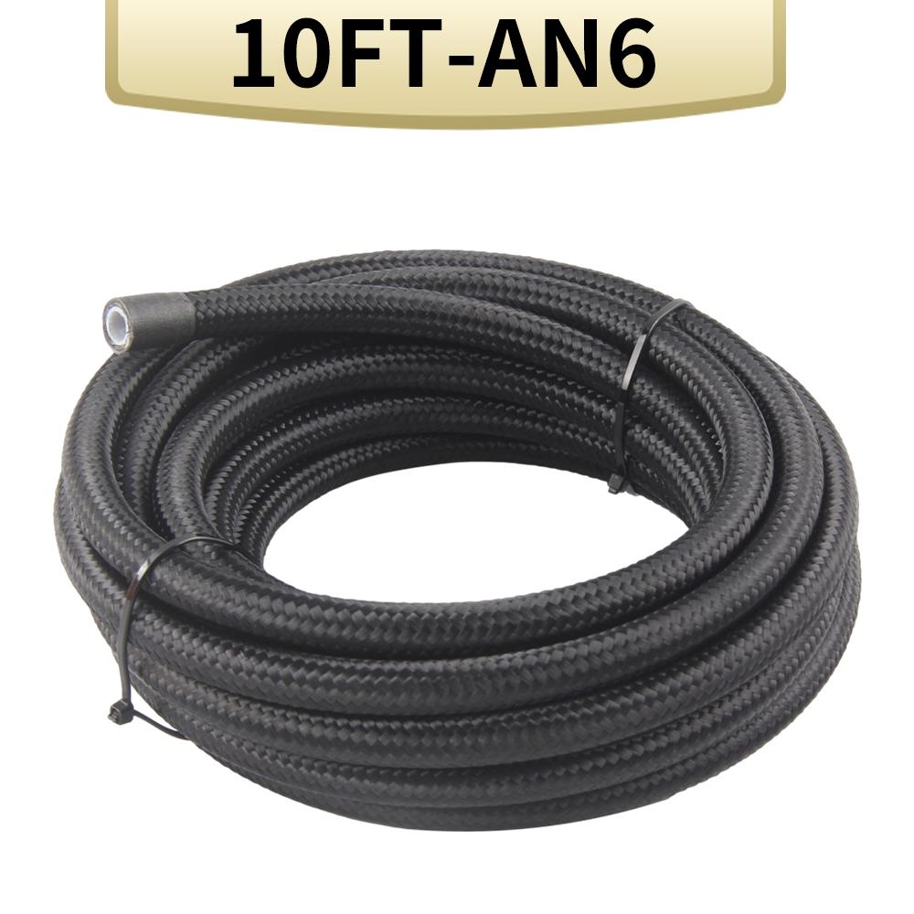 AN6 AN8 AN10 1M 3M Braided PTFE E85 Fuel Hose Oil Gas Cooler Hose Line Pipe Tube Outside 304 Stainless Steel Braided Ide