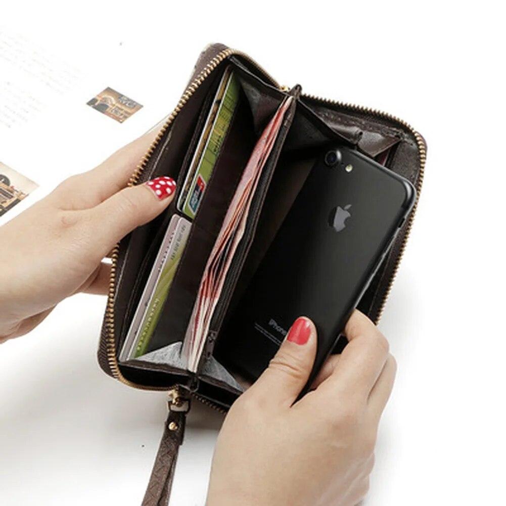 Portafoglio da donna con stampa di rose, borsa lunga alla moda con cerniera, pochette multi-carta, porta carte, portamonete