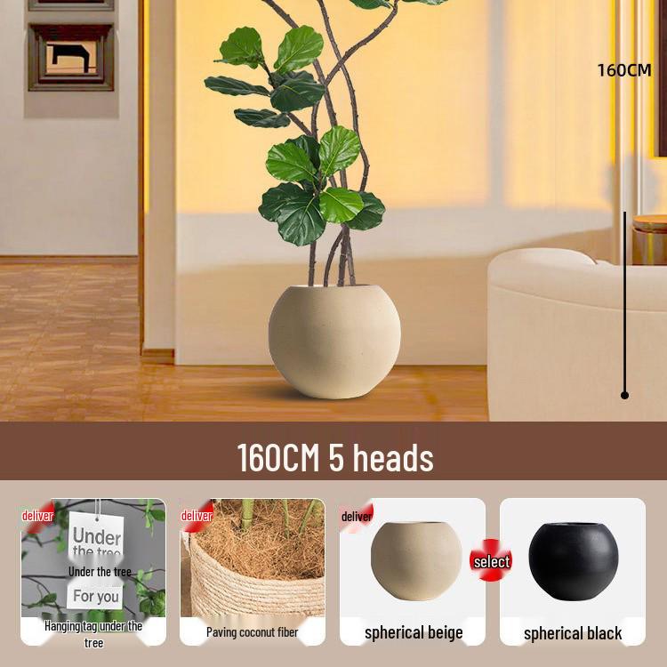 Large Potted Fiddle-Leaf Fig: Luxury Faux Green Plant for Living Room Decor