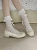 White Round Head with Skirt Light Mouth Thick Heel Single Shoes Women's 2025 New Summer Retro French Ballet Mary Jane Shoes