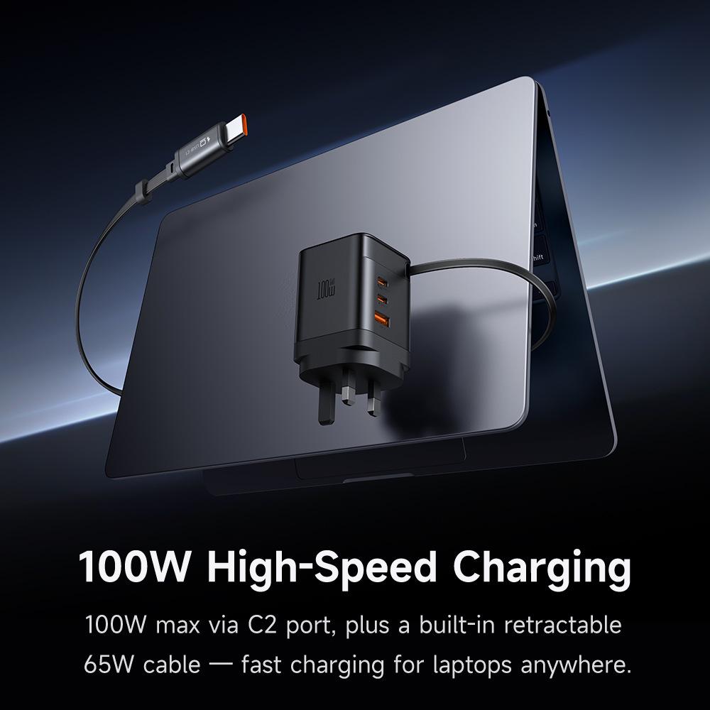 Mai Duo Duo MDD FreeGo 100W GaN USB-C Retractable Cable Fast Charger 3C1A
