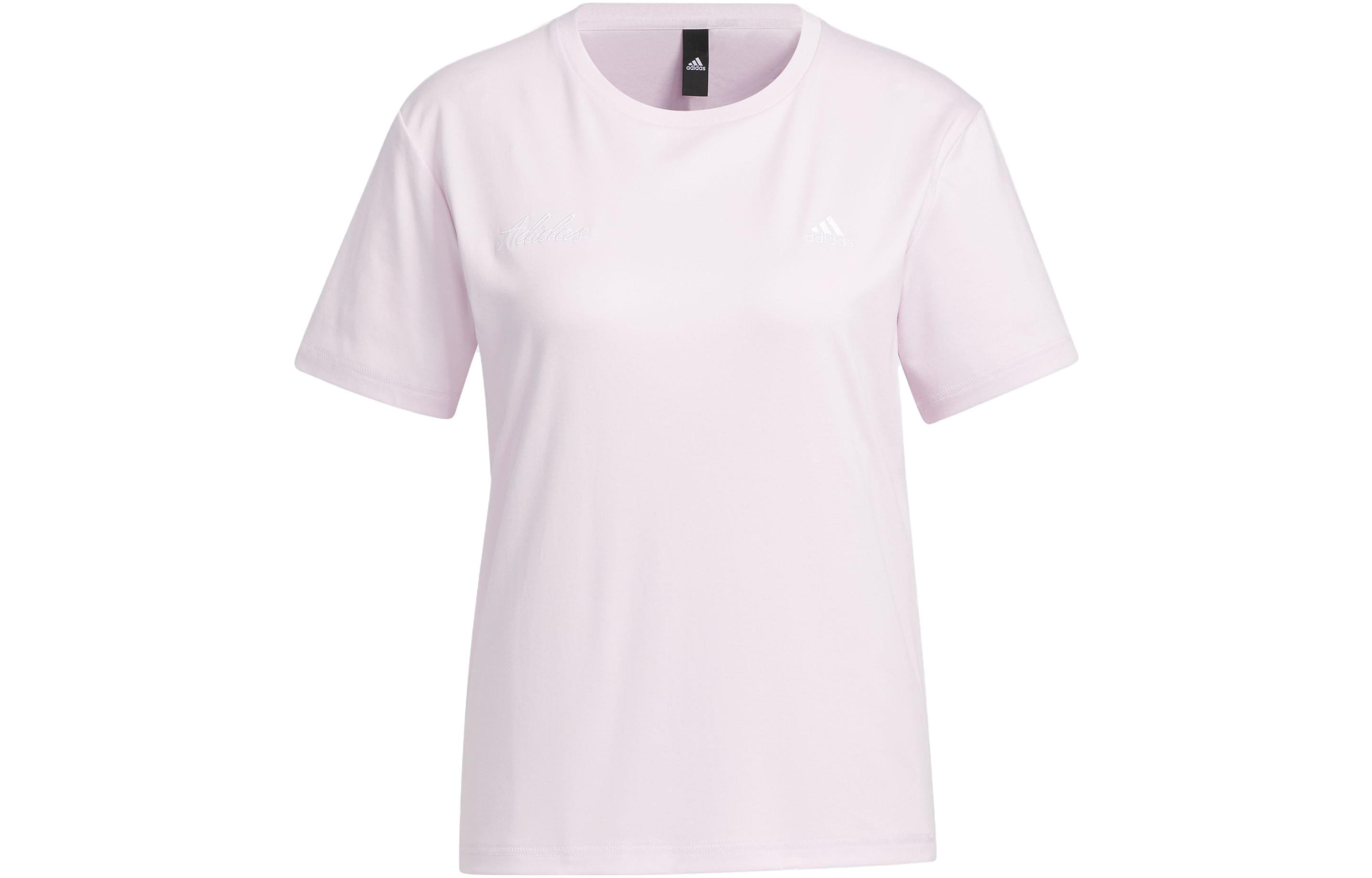 

Adidas T Shirts Women s Pink Crew Neck Moderate Straight Fit IP7098 XL