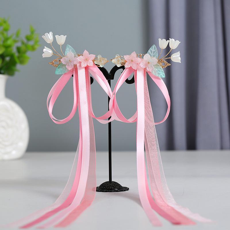 2024 Hanfu Headdress Hairpins: Women's & Children's Tassel Headflower Hair Accessories