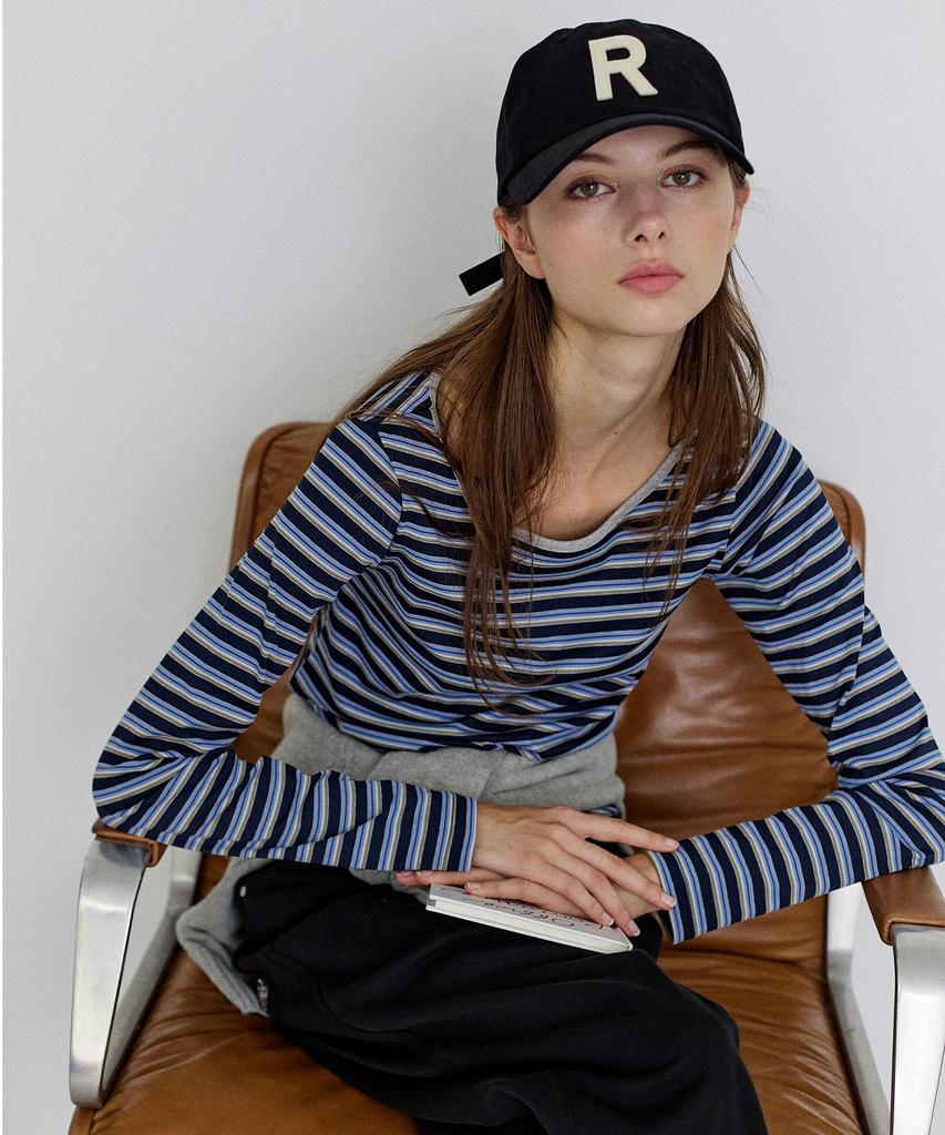 ROIROI Striped Long Sleeve T-Shirt - Navy