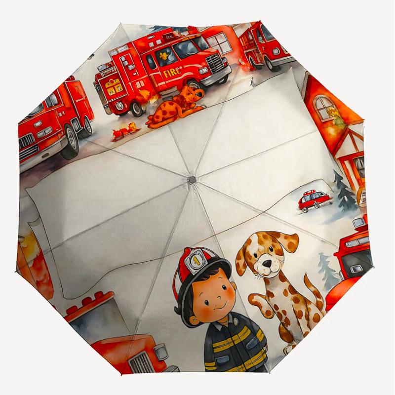 1PC Firefighter Dog Umbrella-8-Rib Reinforced, Automatic Open, Lightweight & Durable, Fashion Accessory for Outdoor, H0373