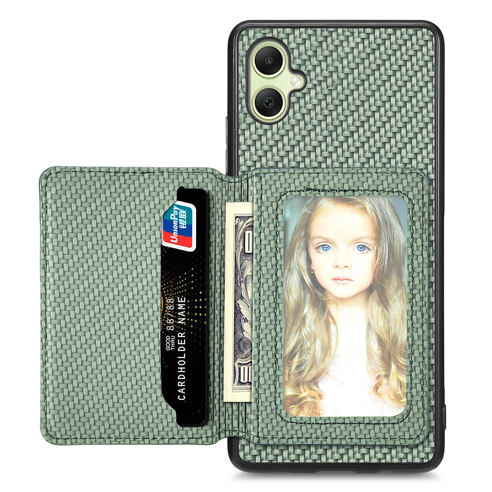 

For Samsung Galaxy A05 4G Case Kickstand Card Slots Leather+PC+TPU Phone Cover Black