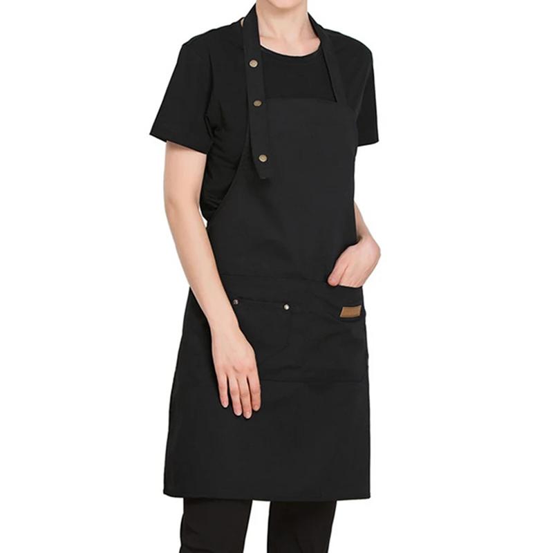 

Comfortable Work Aprons Waterproof Oil-proof Kitchen Baking Cleaning Apron Unisex Waiter Uniforms Chef Barista Nail Artist Apron чорний