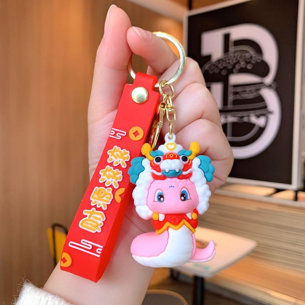 Lion Dance 2025 New Year Pendant Good Lucky Snake Key Ring Fashion Snake Keychain  Bag Charm