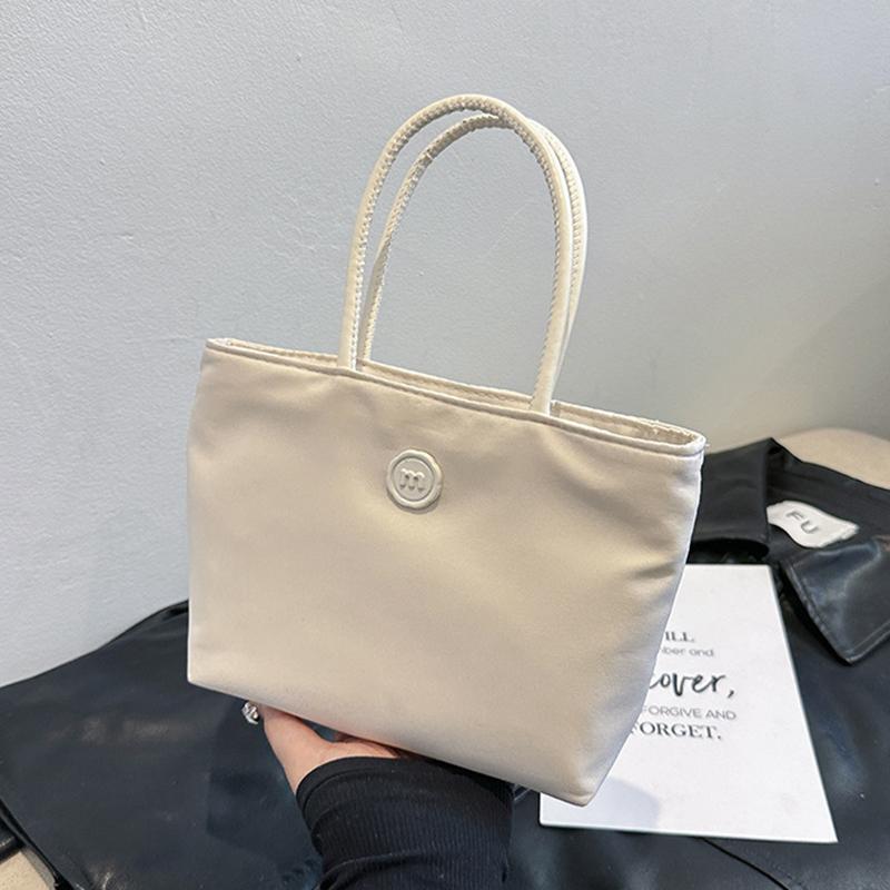 Simple Women Nylon Small Top Handle Shoulder Bag Versatile Solid Color Casual Bucket Shopper Handbag