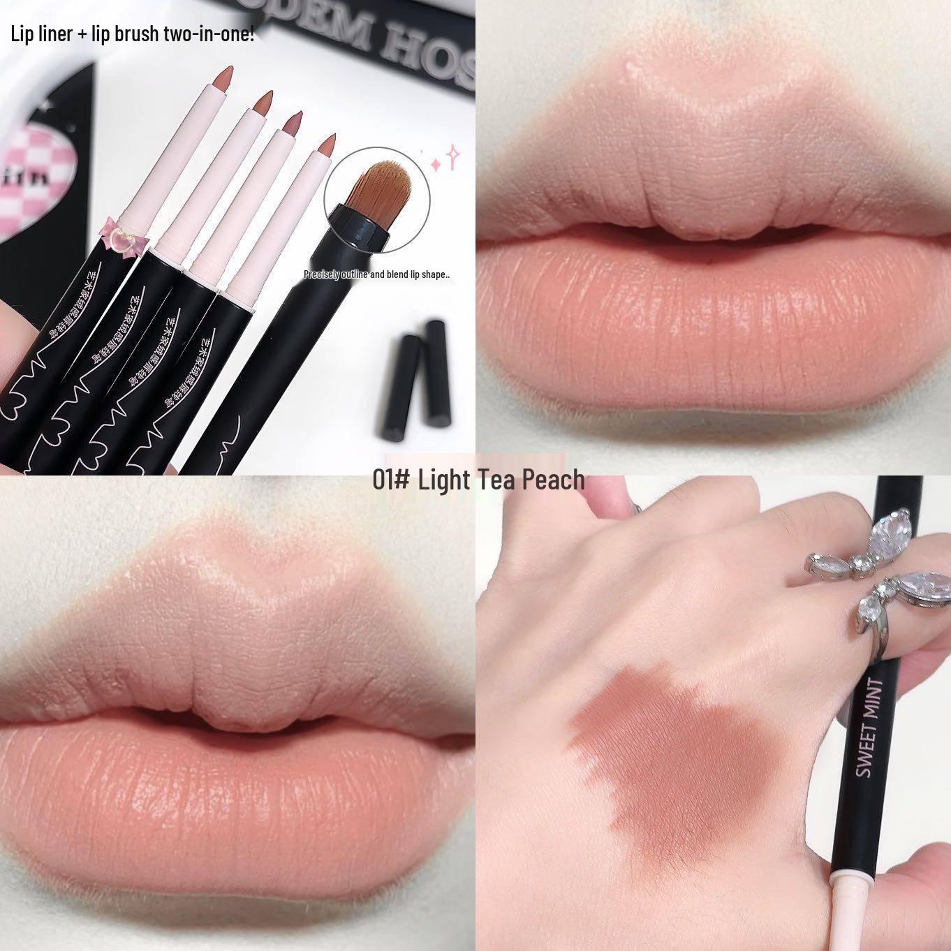 SweetMint Double-Ended Lip Liner: Cinnamon & Nude Shades for Under-Eye and Lip Brush Use. 260mg