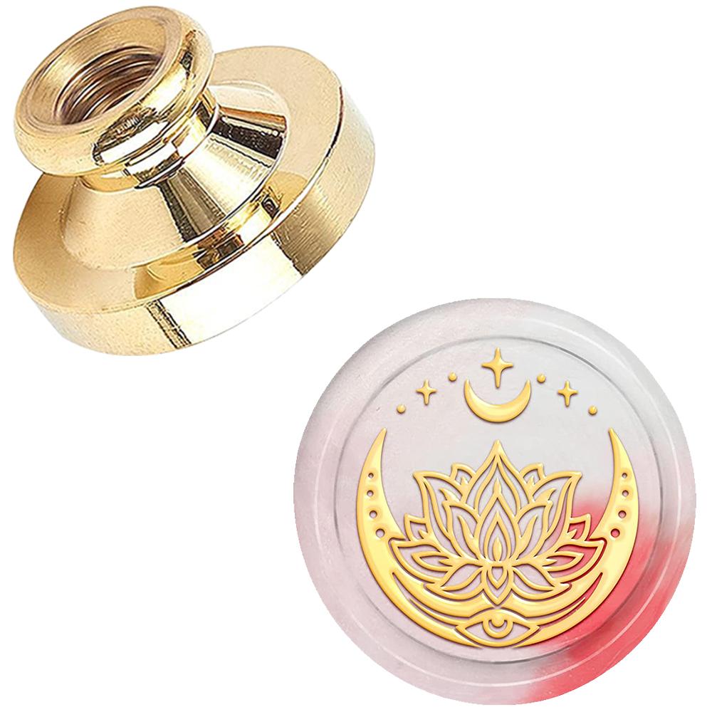 Moon Series Wax Seal Stamp Lotus Replaceable Sealing Wax Stamp 25mm Brass Head for Halloween Invitations Envelope Cards Decorati
