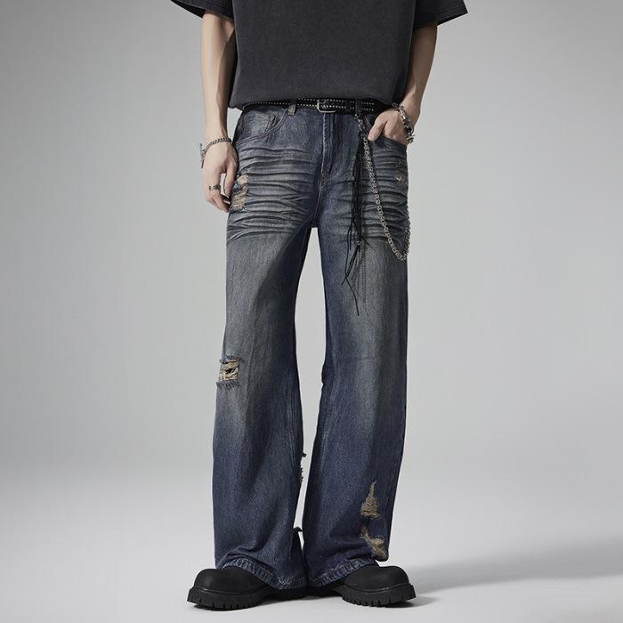 

Новые американские ретро джинсы в стиле хай-стрит мужские свободные вареные прямые брюки XS