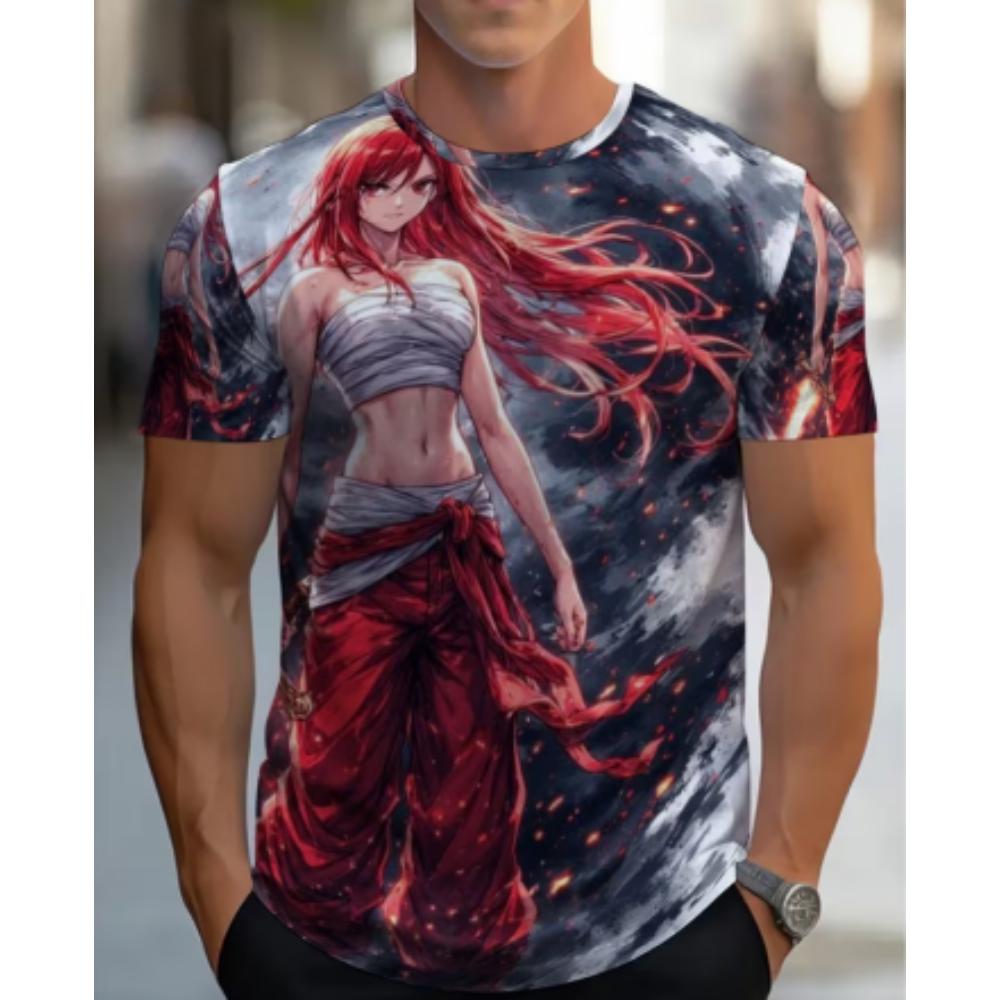 Men's fashionable 3D printed T-shirt, suitable for everyday casual wear, breathable summer short-sleeved crew neck T-shirt.