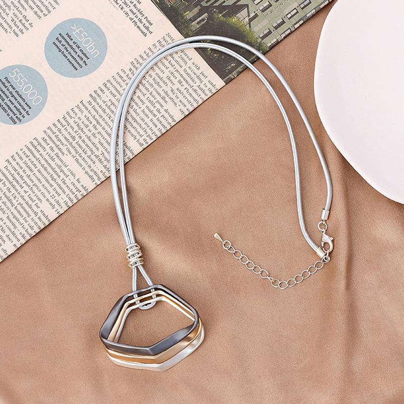 Sweater Chain Popular Geometric Hollow Long Chain Ladies Alloy Necklace