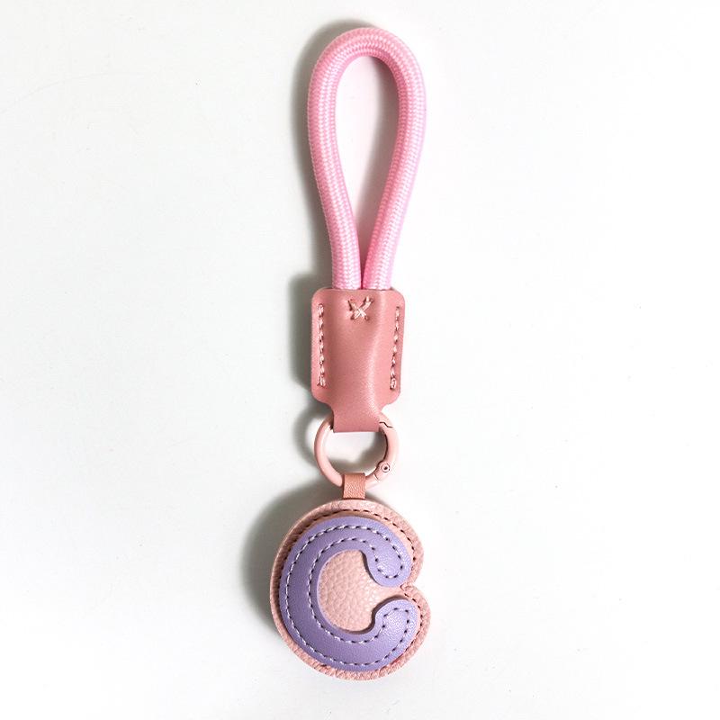 High-End Leather Alphabet Keychain Bag Pendant