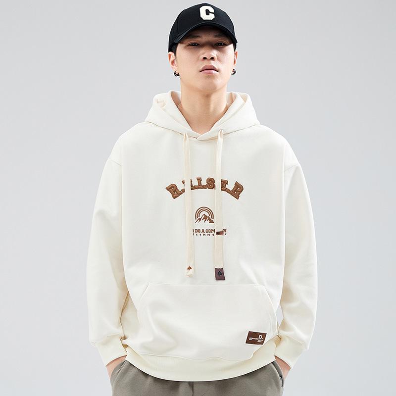 Autumn Retro Heavy Solid Color Hooded Sweater Men'S Loose Large Size Trend Casual Red Long-Sleeved Top Tide