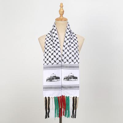 Arab Black White Scarf Colorful Tassels Arab Thin Long Stoles Ethnic Elements Pareos Fashion Unisex Polyster Neckerchief
