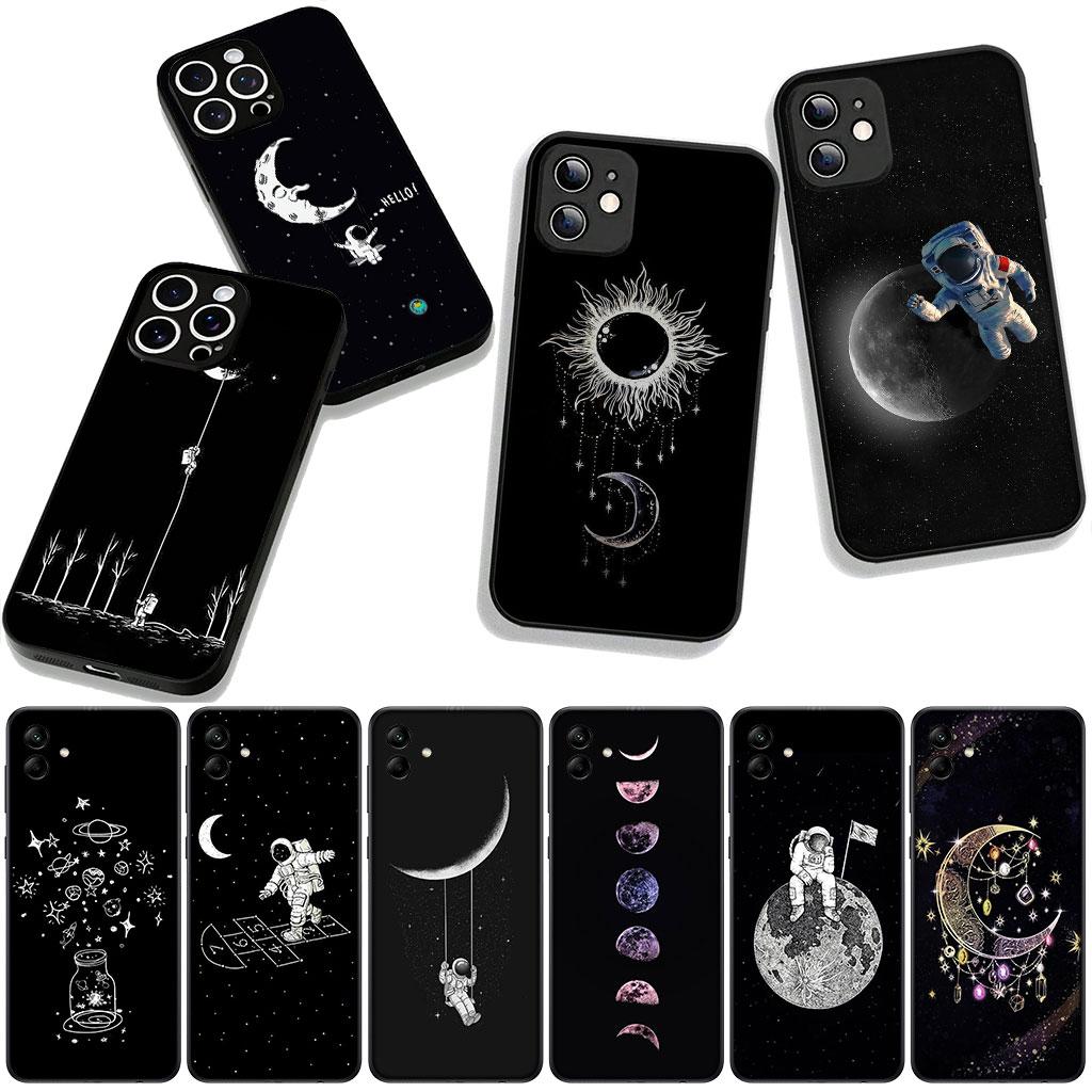 Astronaut Moon Stars Sky Phone Cover for Samsung Galaxy A36 A17 A26 A07 A35 A54 A53 A13 A33 A34 S8 S9 S20 S21 FE S10 Plus Case