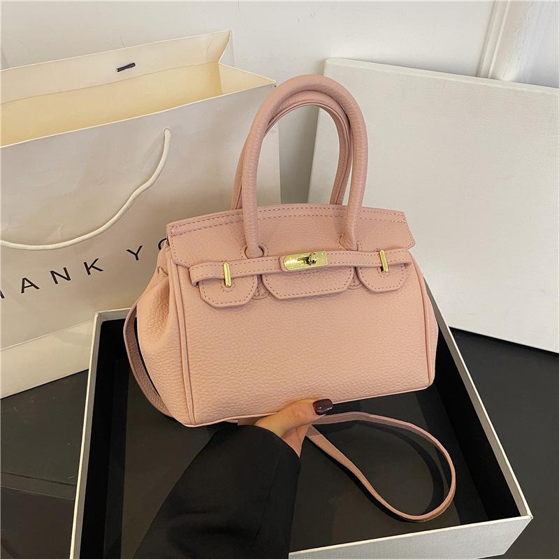 Ny high-end litchimønster klassisk platinaveske bærbar skulder skrå crossbody dameveske