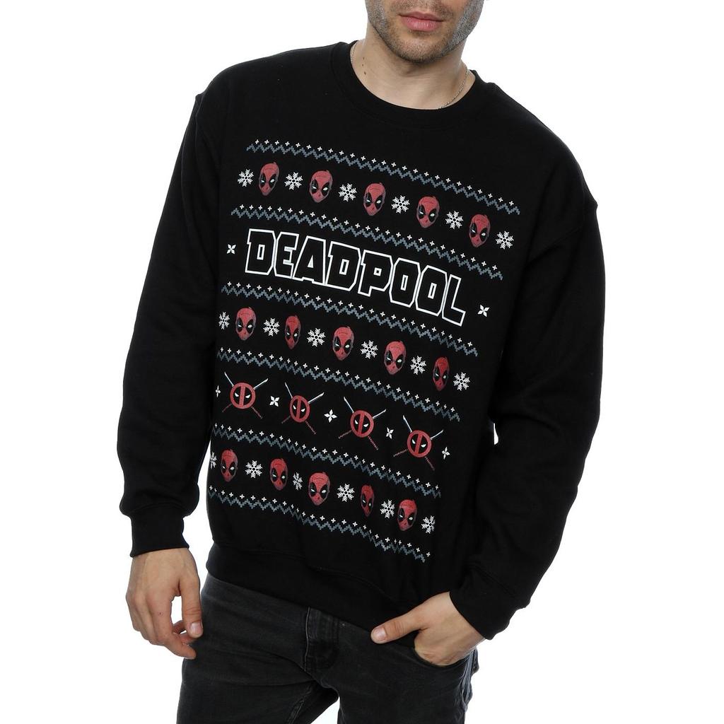 Marvel Mens Deadpool Logo Christmas Sweatshirt