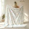 A Blue Bow Flannel Throw Blanket, Blue and White Bow Cover Blanket, a Cute and Cozy Flannel Blanket for Home Use On Beds, Sofas,