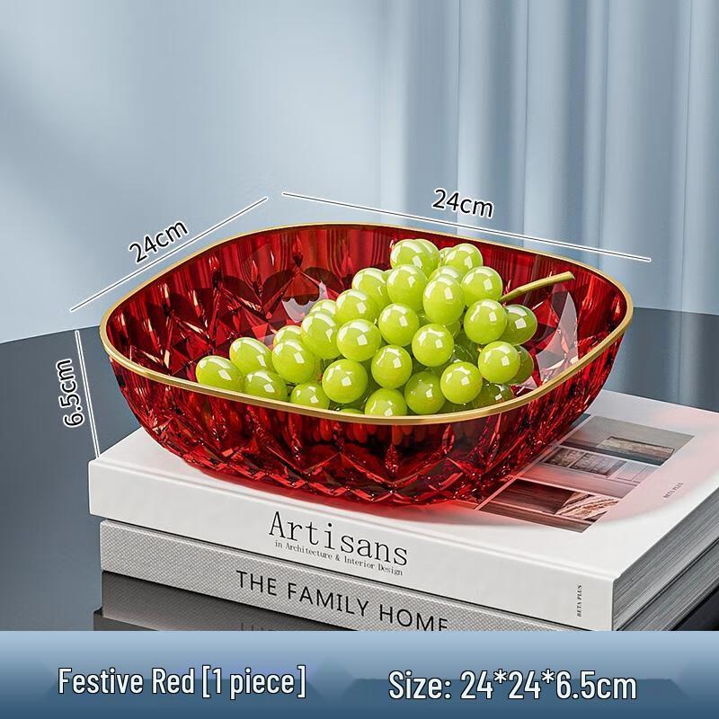 HANDUNYOU Festive Red Ceramic Fruit Plate