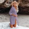 Shirt type loose long-sleeved seaside vacation blouse beach bikini jacket swimsuit with cardigan
