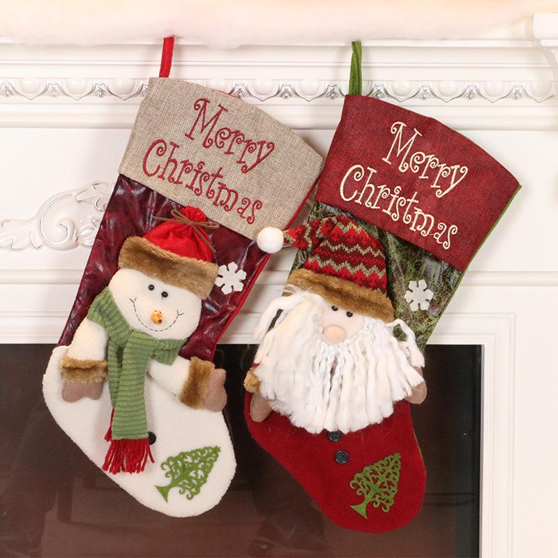 

Children s Christmas Eve Stocking Gift Bag - Candy Holder Ornament Santa Claus Sock