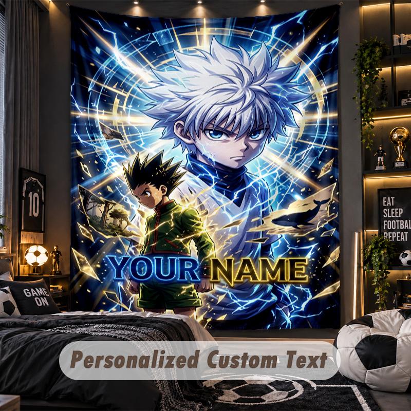 Personalized Wall Tapestry,Hunter × Hunter Custom Printed Name, Fabric Wall Art For Indoor Room Backdrop