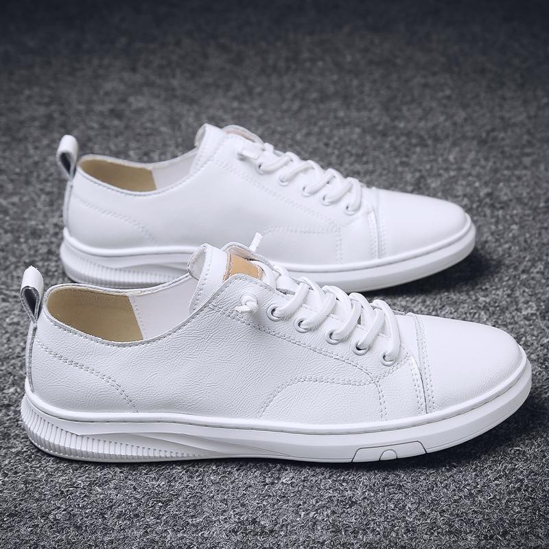 Men Fashion Lace-Up Genuine Leather Shoes Non-slip Wear-Resistant Sports Shoes Comfortable Flat Slip-on Casual Driving Shoes2024