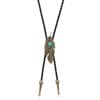 Boho Five-pointed Star Bolo Tie PU Woven Bronze Butterfly Choker Turquoise Feather Necklace  Men