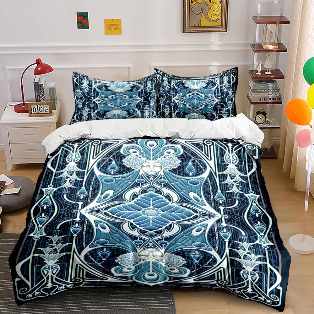 

Ornate blue geometric patterns. Bedding sets Duvet cover sets Duvet covers Pillowcases(1 * Duvet Cover 2 * Pillowcases, without duvet insert) 135x200cm