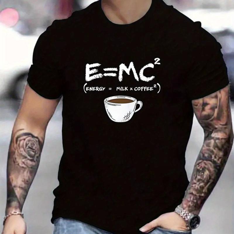 Men s Printed Polyester Short Sleeve T-Shirt, Quick-Dry Breathable & Lightweight S