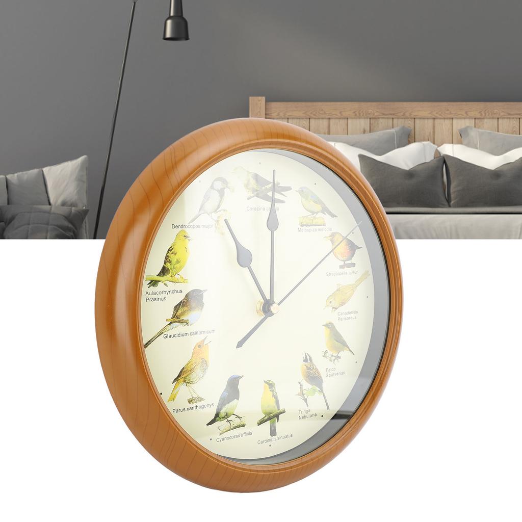 10 Inch Wall Clock Multipurpose Cuckoo Round Silent Punctual Bird Calls Christmas Music Indoor Wall Clocks for Living Room