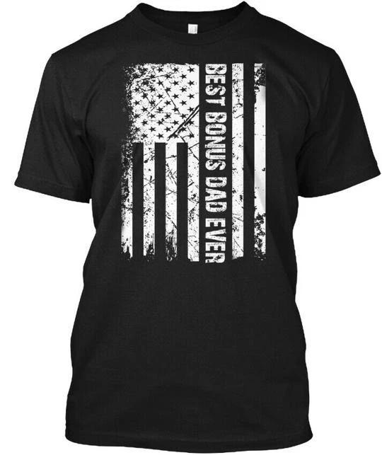 Мужская футболка «Лучший папа-бонус в мире» с американским флагом. Сделано в США. Размеры от S до 5XL 3XL