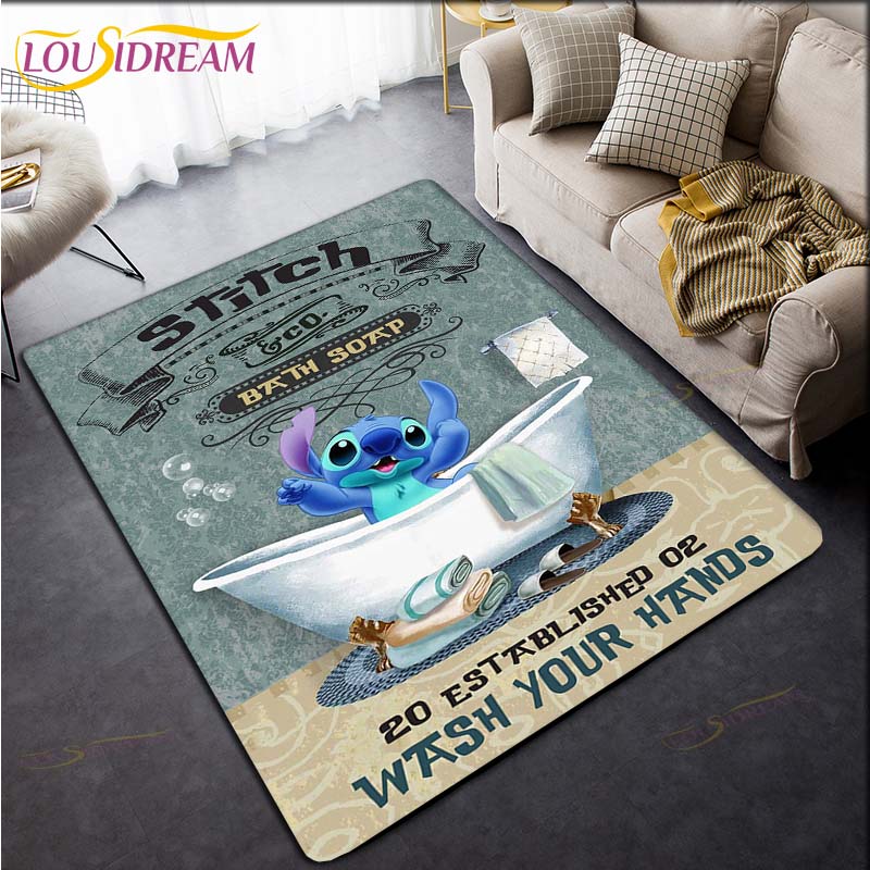 Anime Stitch 3D-Druck Teppich für Küche Fußmatte Schlafzimmer Teppiche für Wohnzimmer Waschküche Badezimmer Rutschfeste Bodenmatte