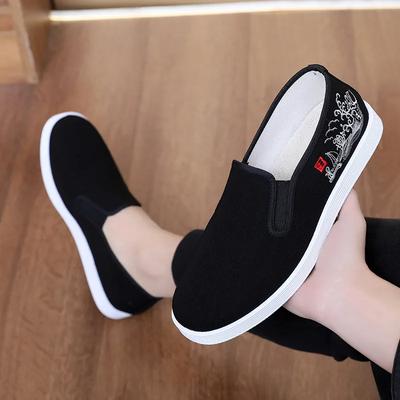 Embroidered Lightweight Men's Vulcanize Shoes, Casual Breathable Spring and Summer Flat Soft Soled Shoes for Work