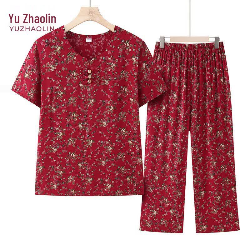 YUZHAOLIN Women s Summer Floral Print Short Sleeve Set 3XL