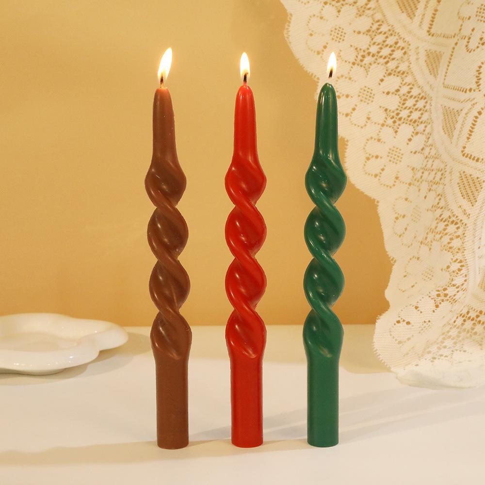 10-inch Classic Colorful Threaded Long Rod Candle Home Creative Odorless Twisting Rod Wax