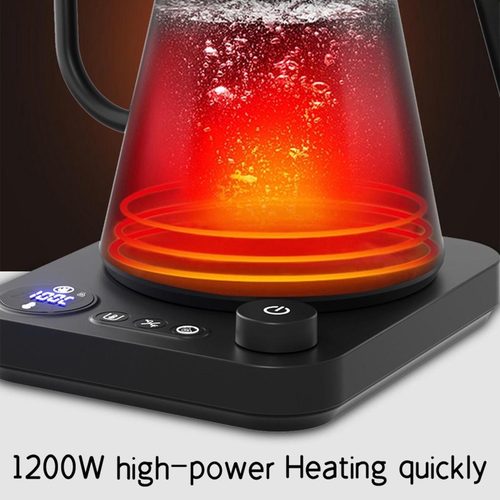 1200W High Power Electric Gooseneck Kettle Stainless Steel Inner Water Boiler NTC Temperature Control LCD Display Tea Kettle