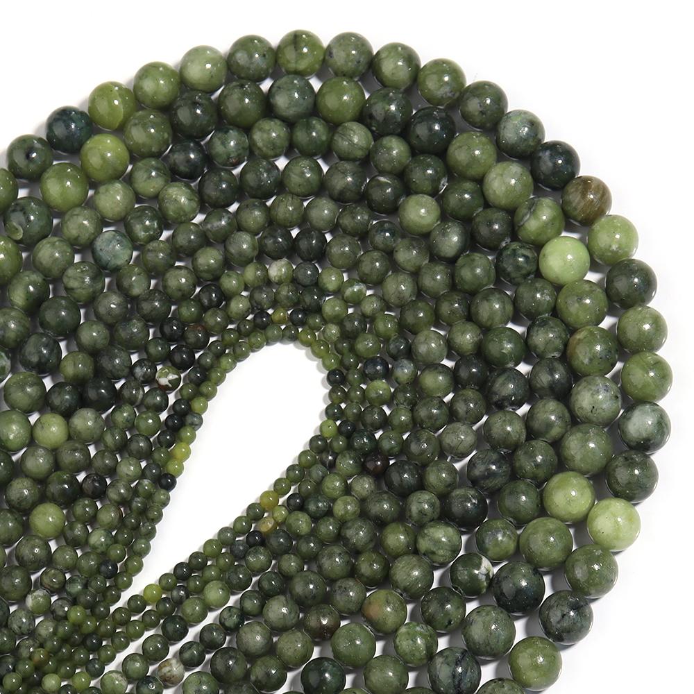 4/6/8/10/12mm Natural Stone Beads Green Round Southern Jade Loose Spaced Beads For DIY Handmade Bracelet Necklace Jewelry