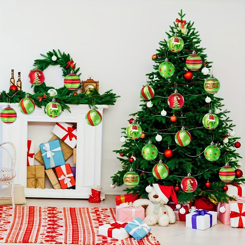 Ornamente Pandantiv Crăciun 2025 Sclipici Decor Petrecere Acasă Desen Animat Model Buline Desenat Manual Articole pentru Pomul de Crăciun 12 buc/Cutie