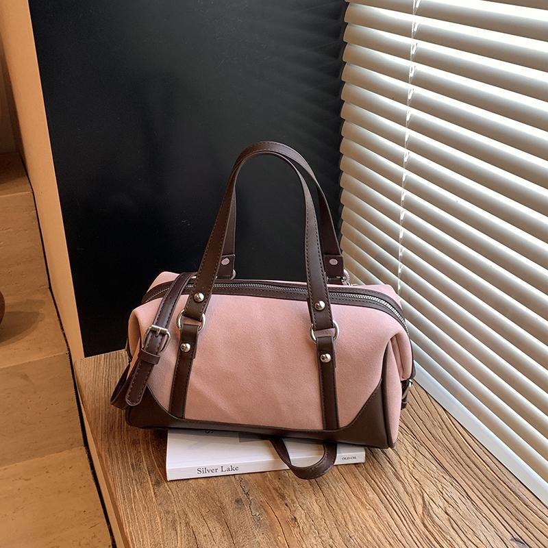 Casual Large Capaci Suede Bag Women New  Retro Brown Commuter Shoulder Bag Pillow Bag Purses and Handbags