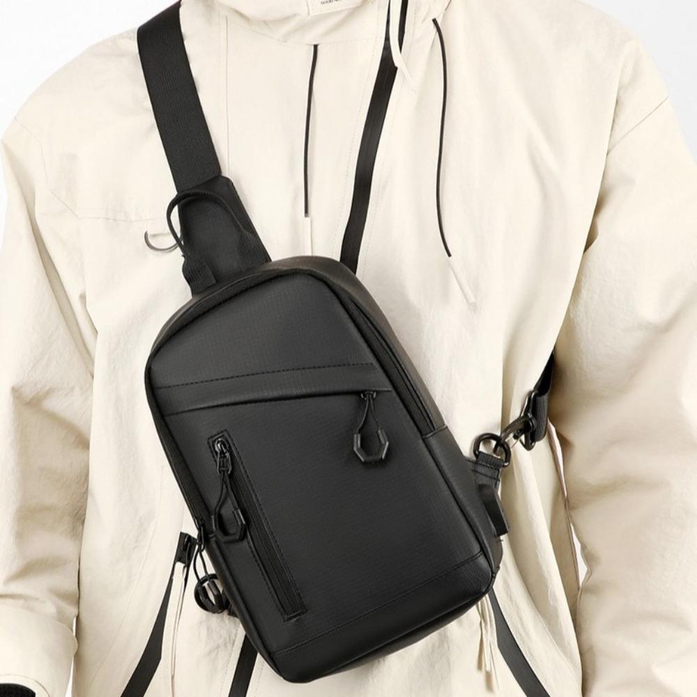 Oxford Men Chest Bag Solid Color Phone Crossbody Bag Casual Male Shoulder Bag Travel